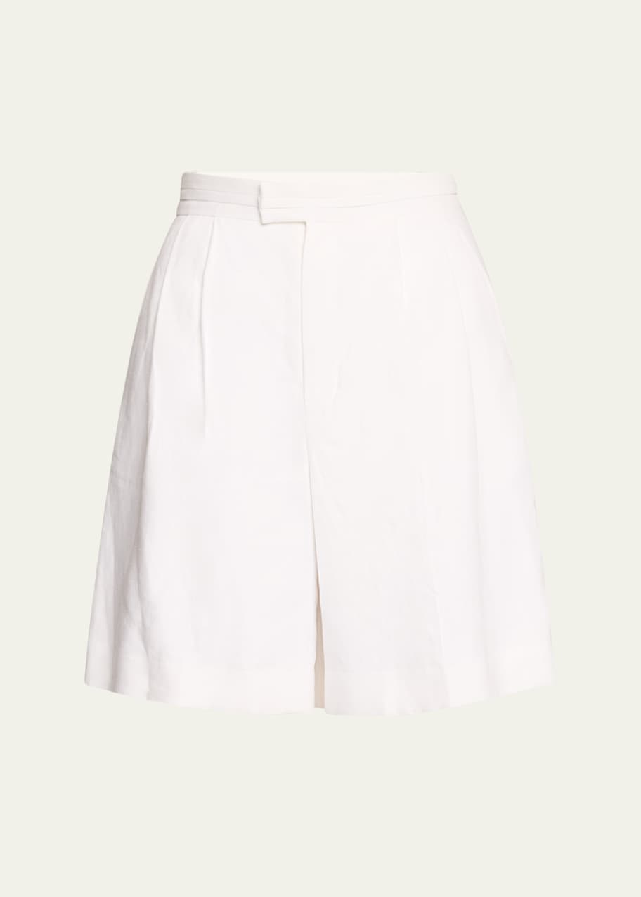 Image 1 of 1: Lucia Pleated Linen Shorts