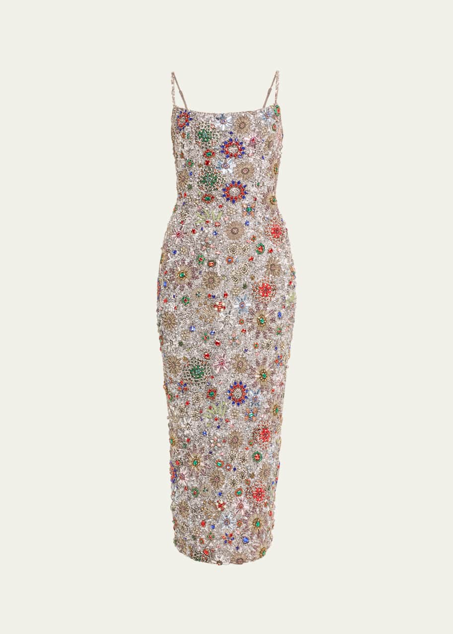 Image 1 of 1: Kori Sequined Crystal Midi Dress
