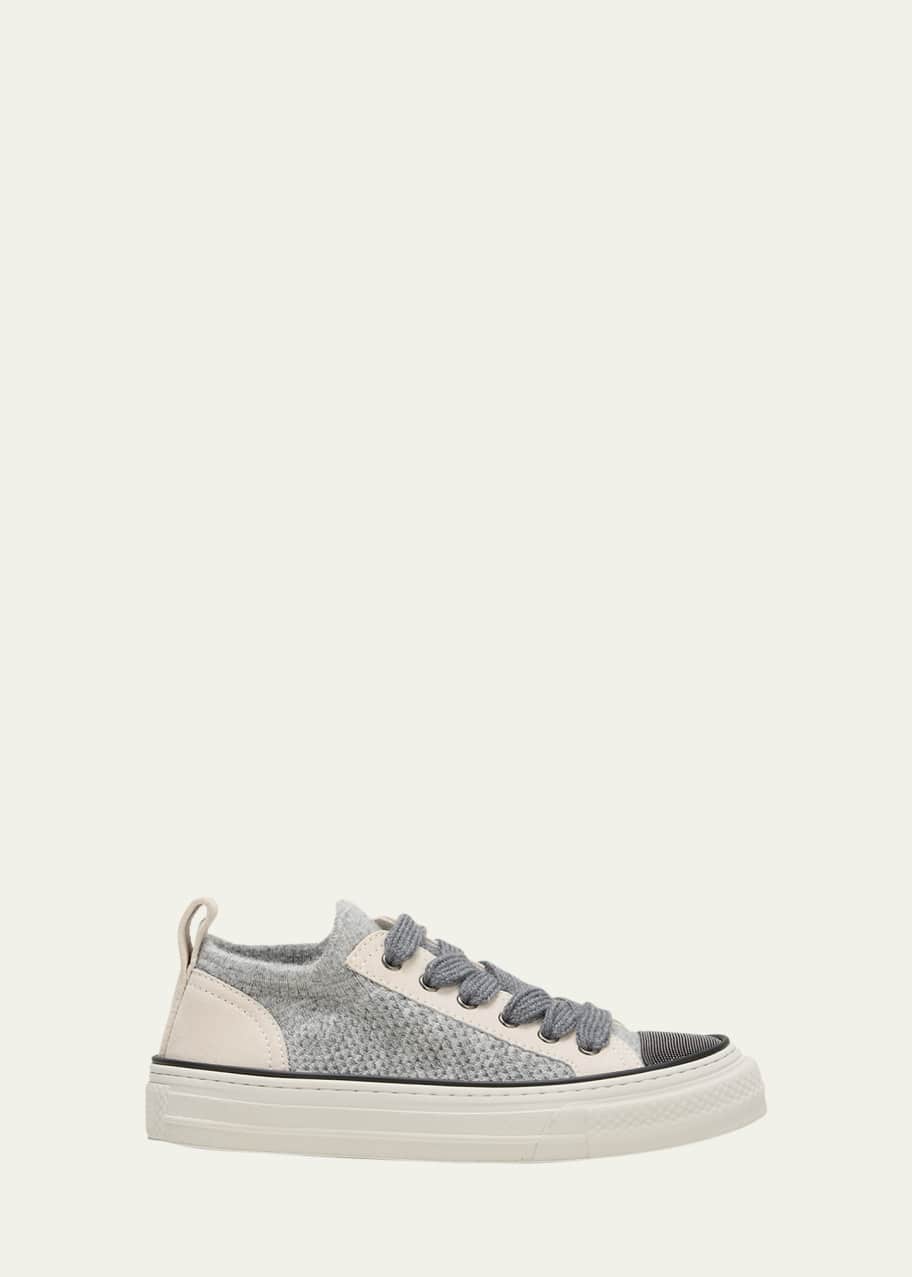 Image 1 of 1: Cashmere Knit Monili Low-Top Sneakers
