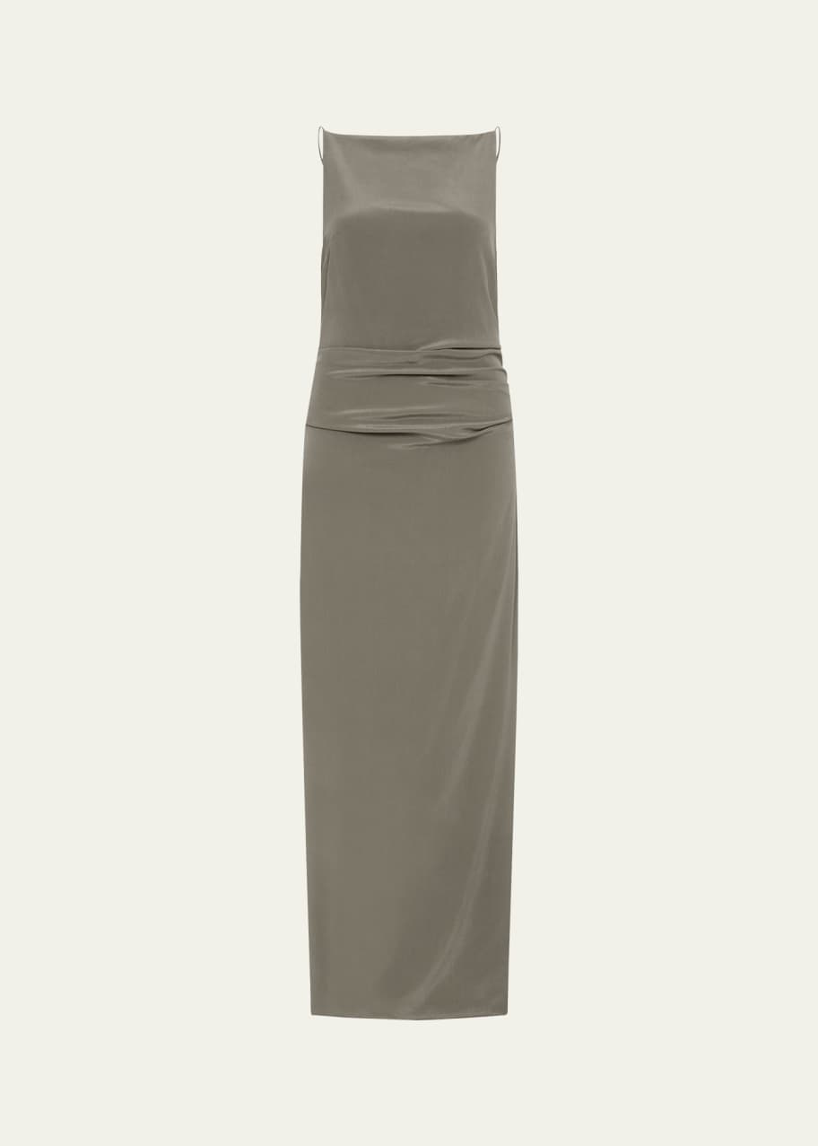 Image 1 of 1: High-Neck Silk Maxi Dress