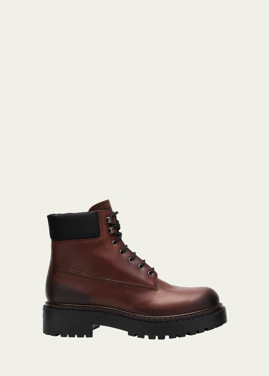 Prada Men's Leather Work Boots - Bergdorf Goodman