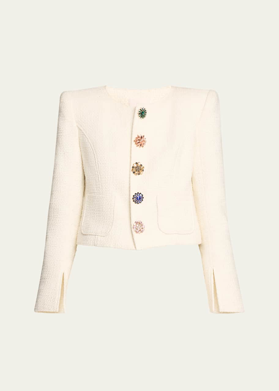 cygne ボンディングフリンジショートジャケット Joseph ホワイト Cinq a Sept Randi Cropped Cotton Bouclé Jacket - Bergdorf Goodman
