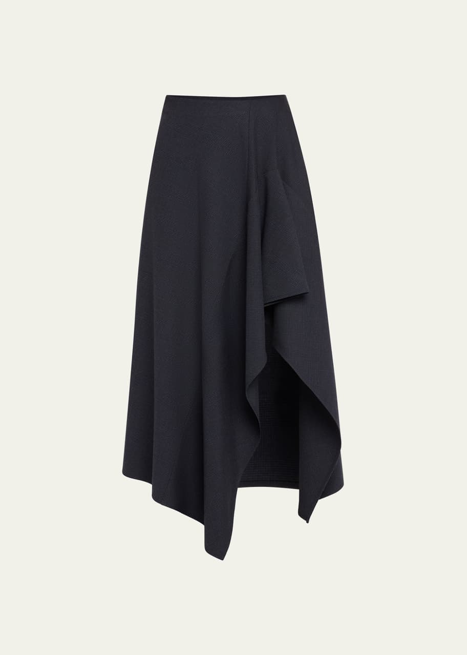 Image 1 of 1: Draped Navy Midi Skirt