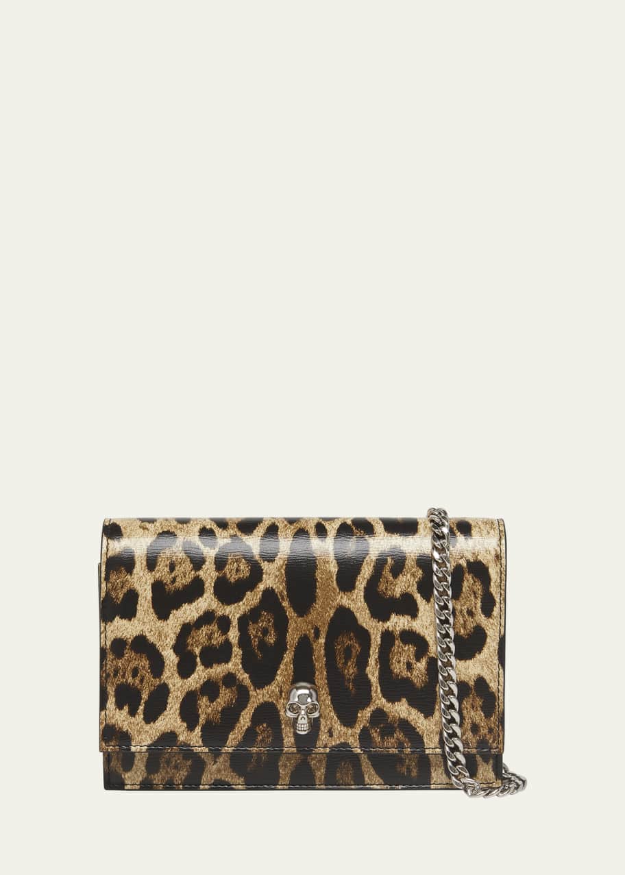 Image 1 of 1: Small Skull Leopard-Print Crossbody Bag