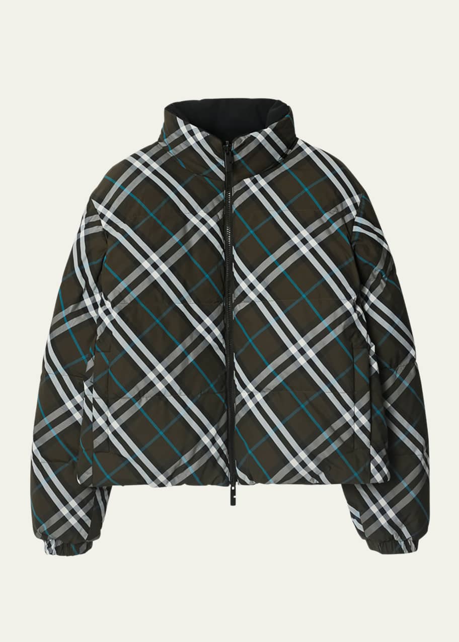 【Burberry】 Check short reversible jacket Burberry Reversible Check Short Puffer Jacket | Neiman Marcus