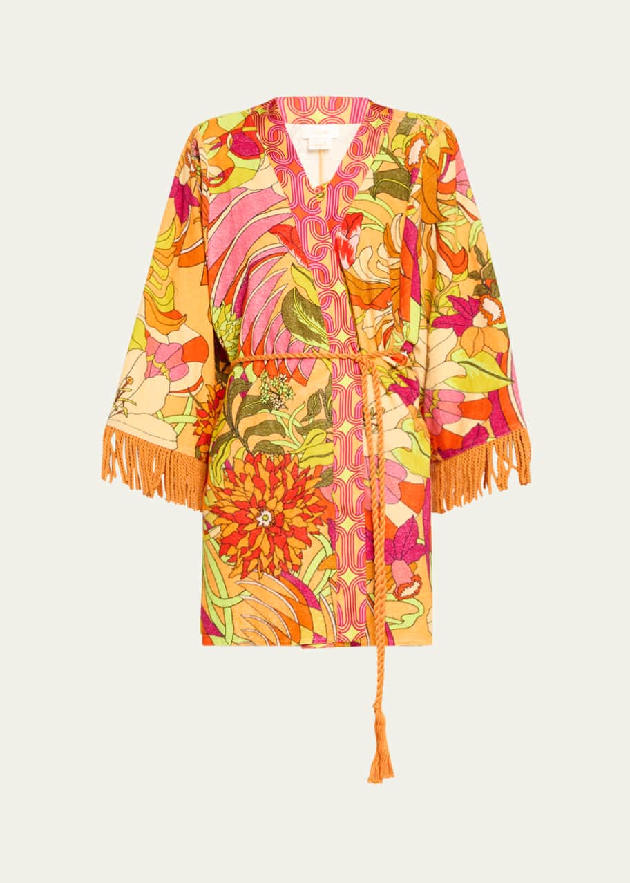 Image 1 of 1: The Flower Child Society Terry Cloth Kimono Coverup