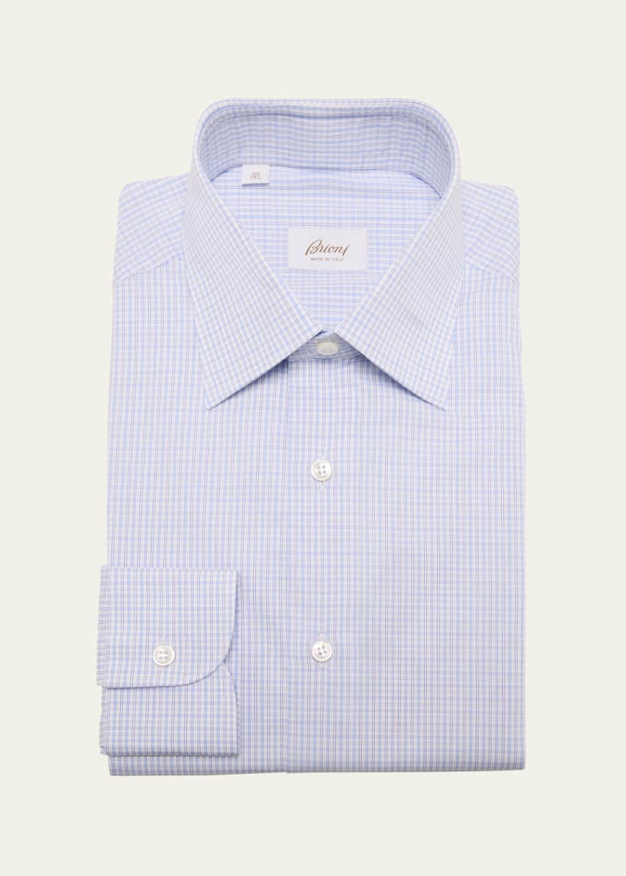 Image 1 of 1: Men's Cotton Mini-Check Dress Shirt