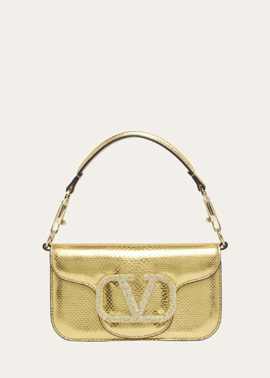 Image 1 of 1: Locò Metallic Calfskin Leather Shoulder Bag