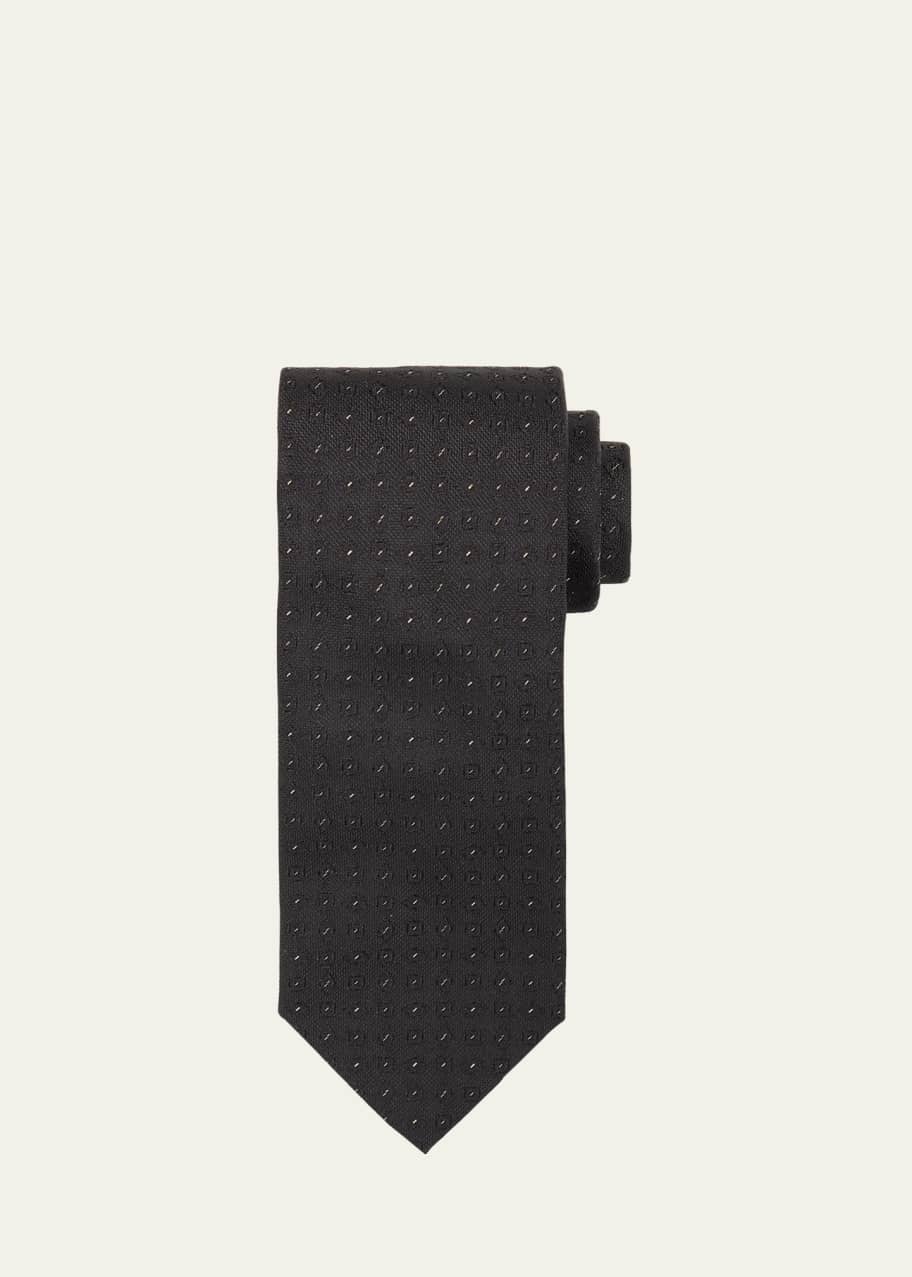 Image 1 of 1: Men's Micro-Geometric Silk Jacquard Tie