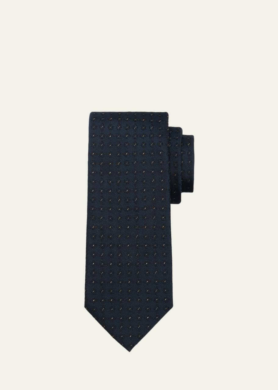 Image 1 of 1: Men's Micro-Geometric Silk Jacquard Tie