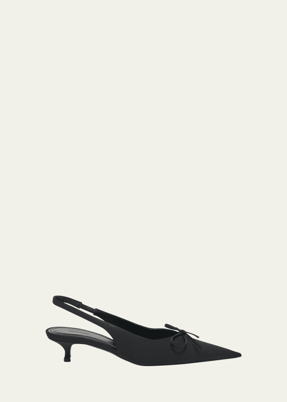Balenciaga Knife Bow Kitten-Heel Slingback Pumps - Bergdorf Goodman