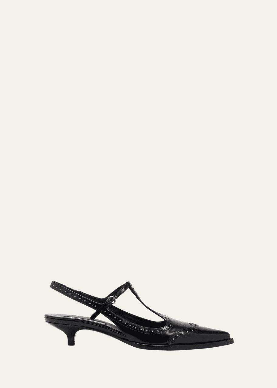 Miu Miu Leather Wing-Tip Mary Jane Slingback Pumps - Bergdorf Goodman