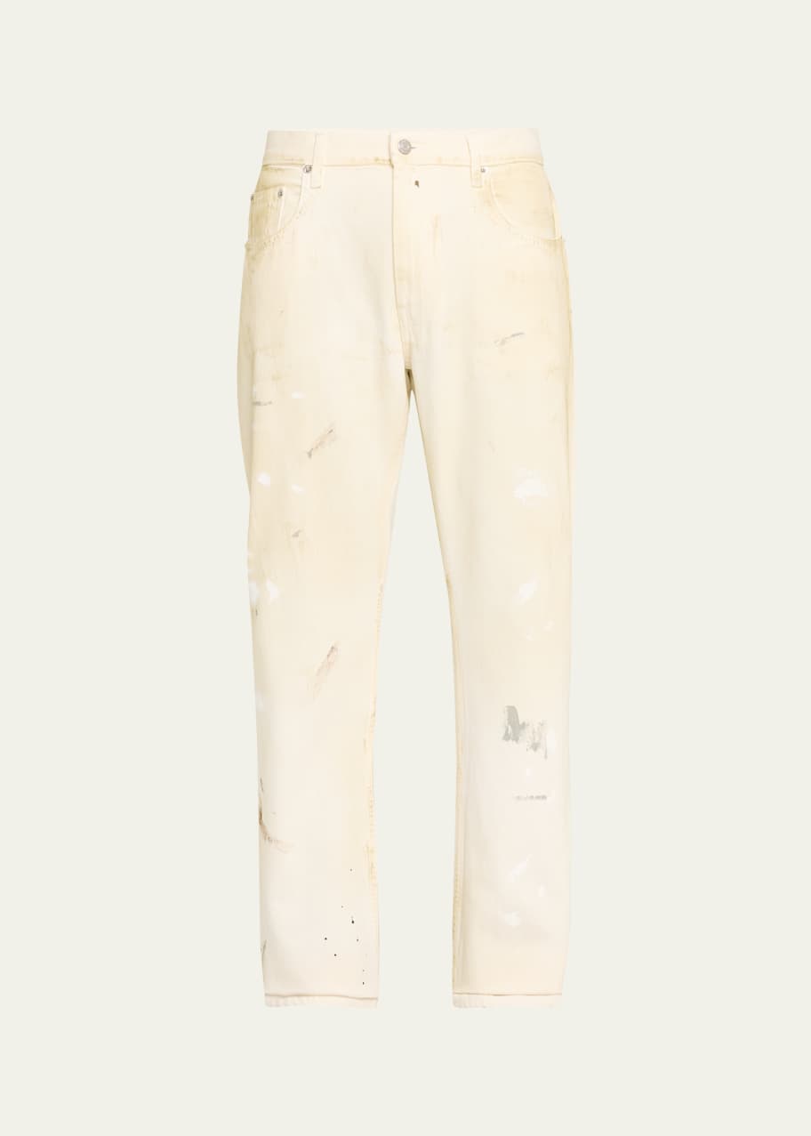 Image 1 of 1: Men's Low-Rise Jeans with Paint Splatter