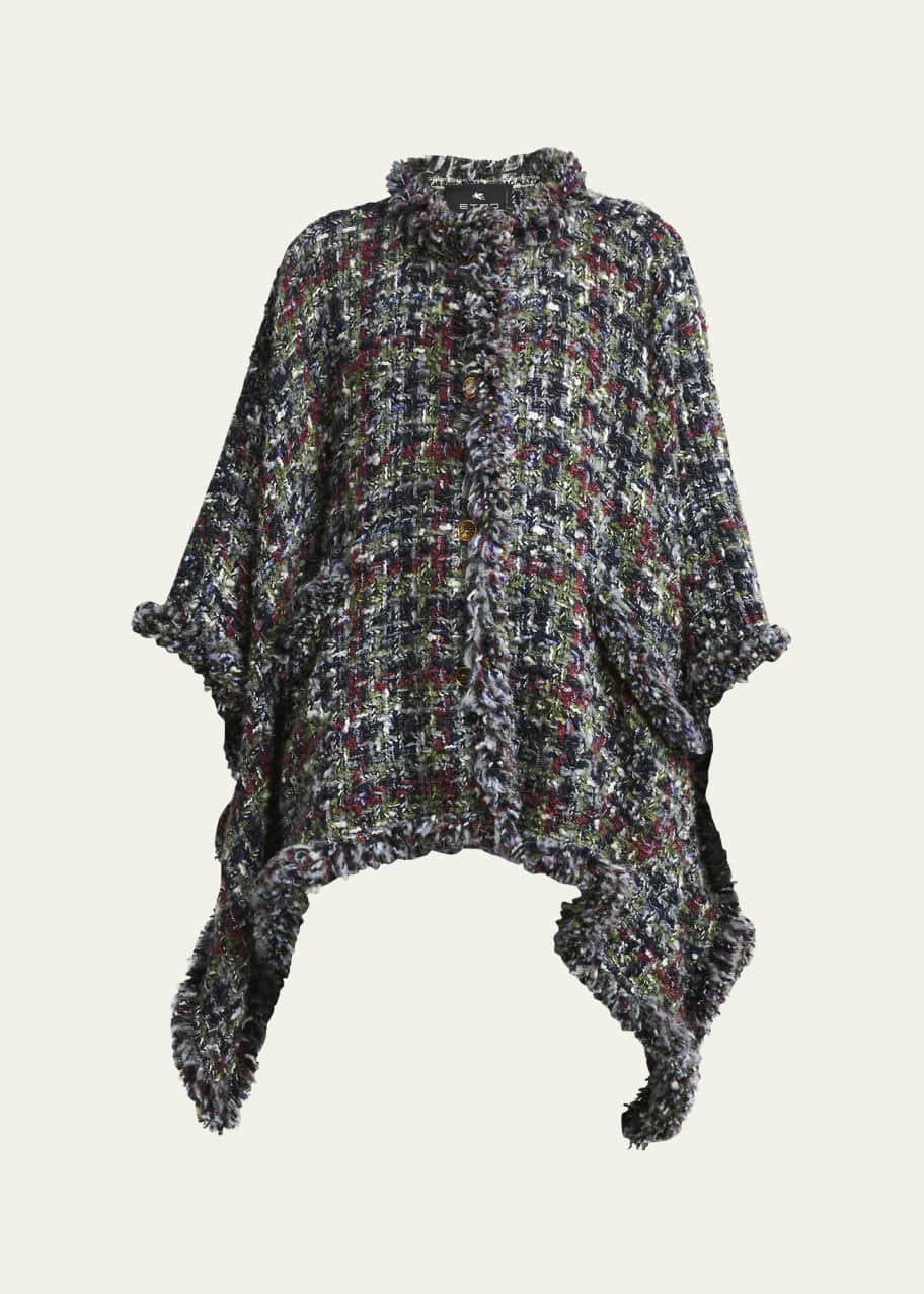 Image 1 of 1: Tweed Wool-Blend Cape