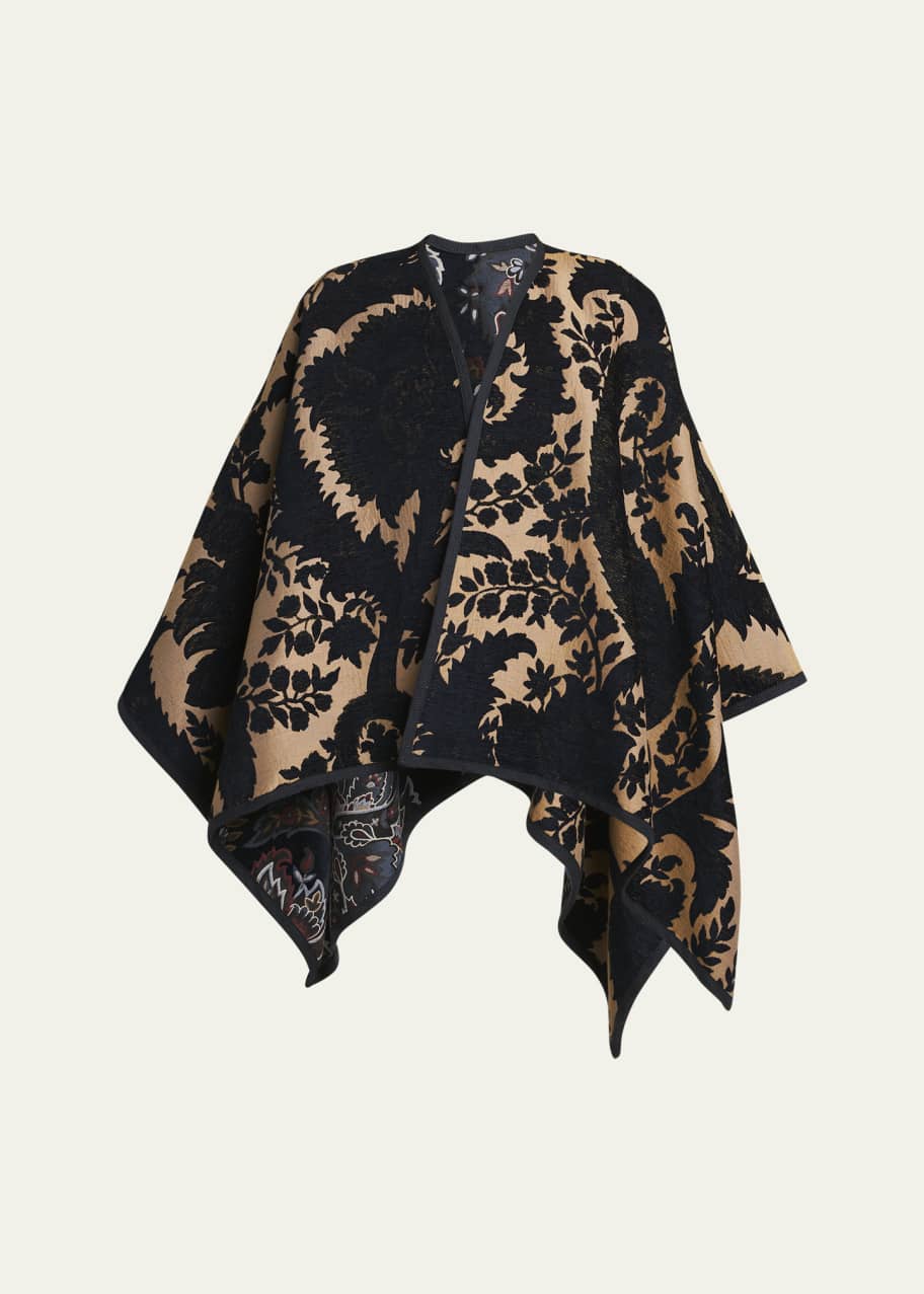 Image 1 of 1: Reversible Floral Jacquard Cape
