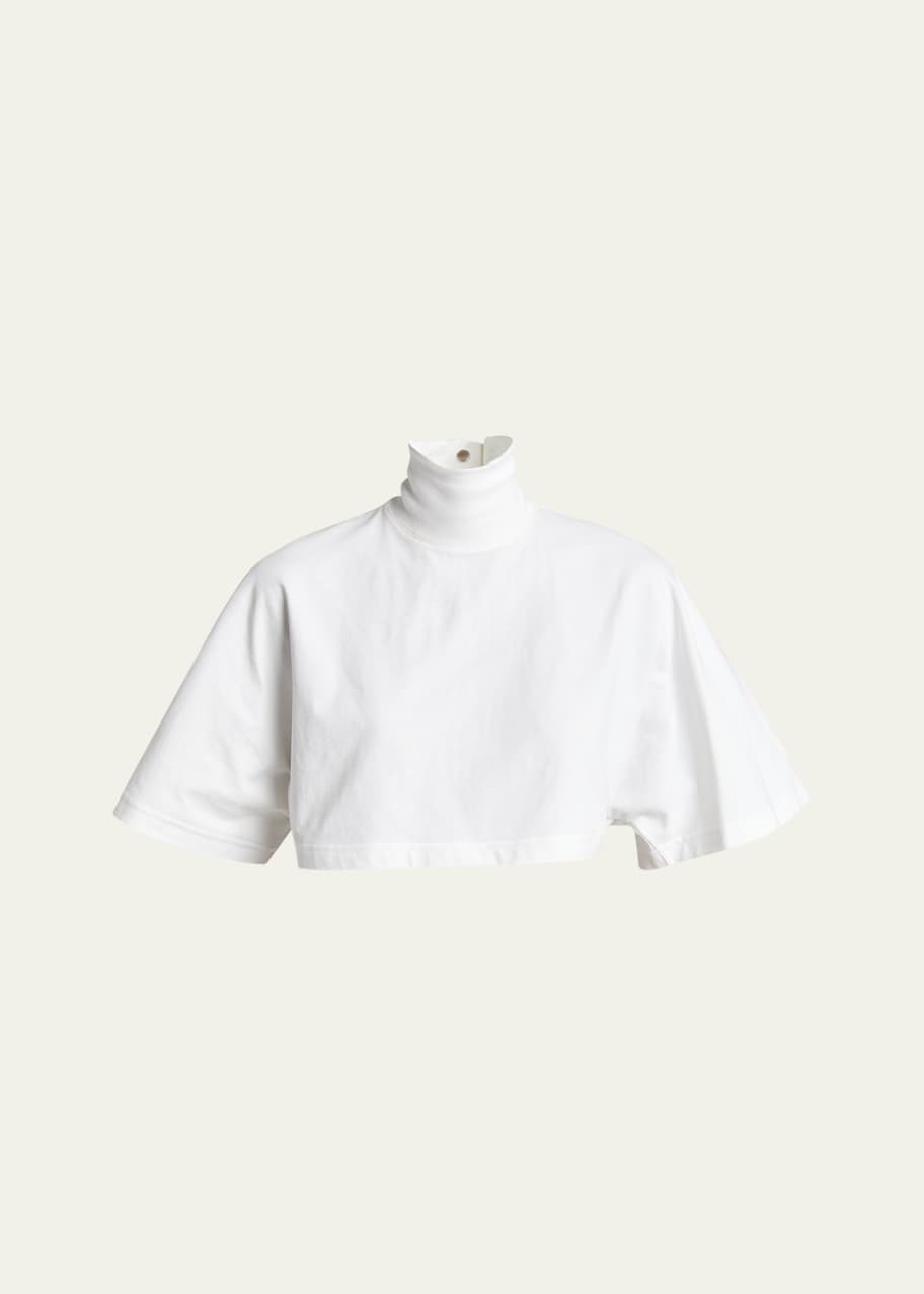 Image 1 of 1: High-Neck Cropped T-Shirt