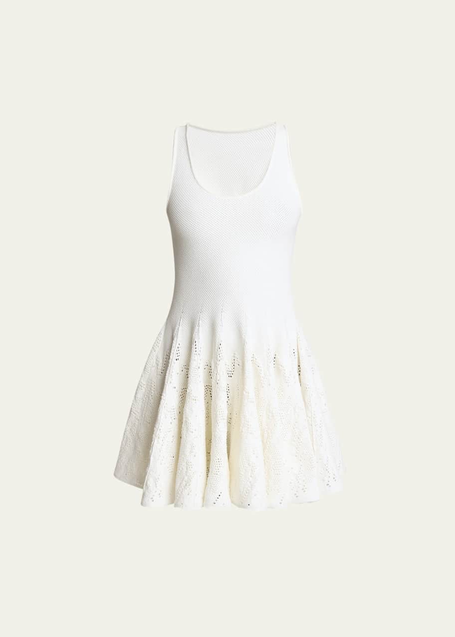Image 1 of 1: Flared Skater Mini Dress with Lace Detail