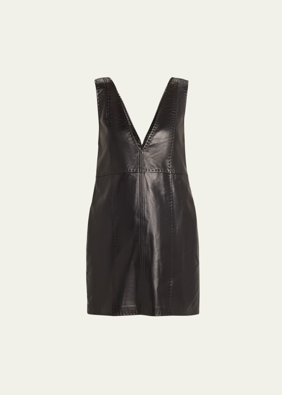 Ulla Johnson Marta Leather Mini Pinafore Dress - Bergdorf Goodman