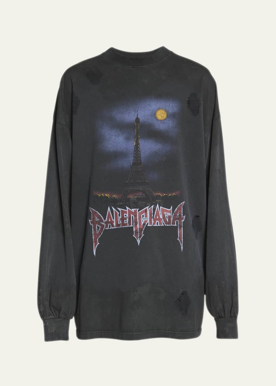 関税込【BALENCIAGA】New Paris Moon Vintage コットンTシャツ BALENCIAGA - New Paris Moon Vintage Cotton T-shirt Balenciaga