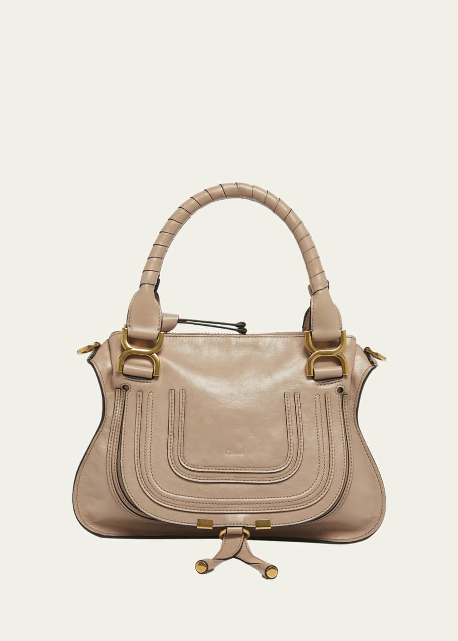 Chloe Marcie Small Double Carry Satchel Bag in Shiny Calfskin