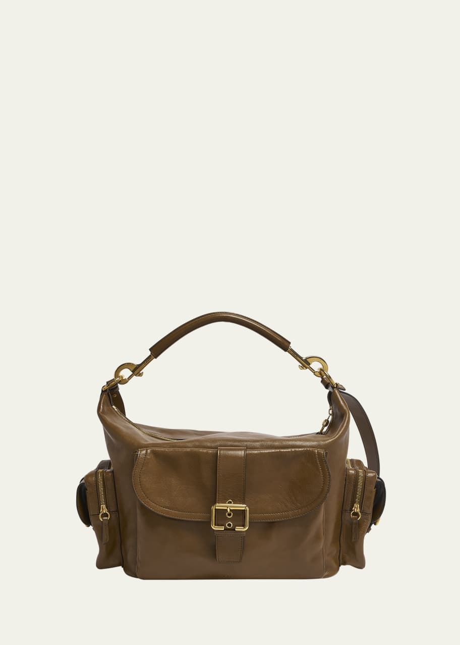 Image 1 of 1: Camera Bag Large in Natural Shiny Calfskin