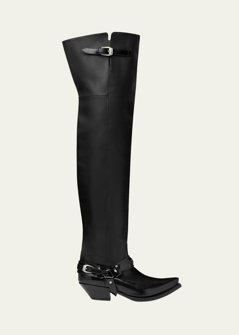 福袋 公式 Leather Men's Versace Harness Bergdorf - Boots Over-The-Knee 靴