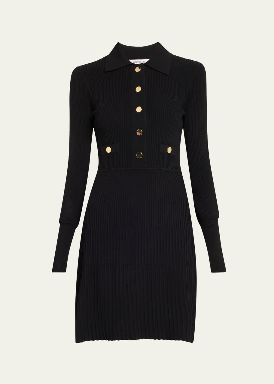 Image 1 of 1: Lauper Long-Sleeve Ribbed Mini Dress