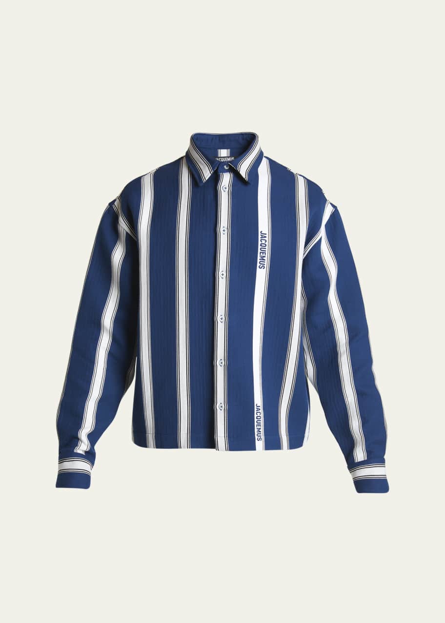 【定価91850円】JACQUEMUS ストライプシャツ サイズ46 Jacquemus Men's Broad Stripe Papier Overshirt - Bergdorf Goodman