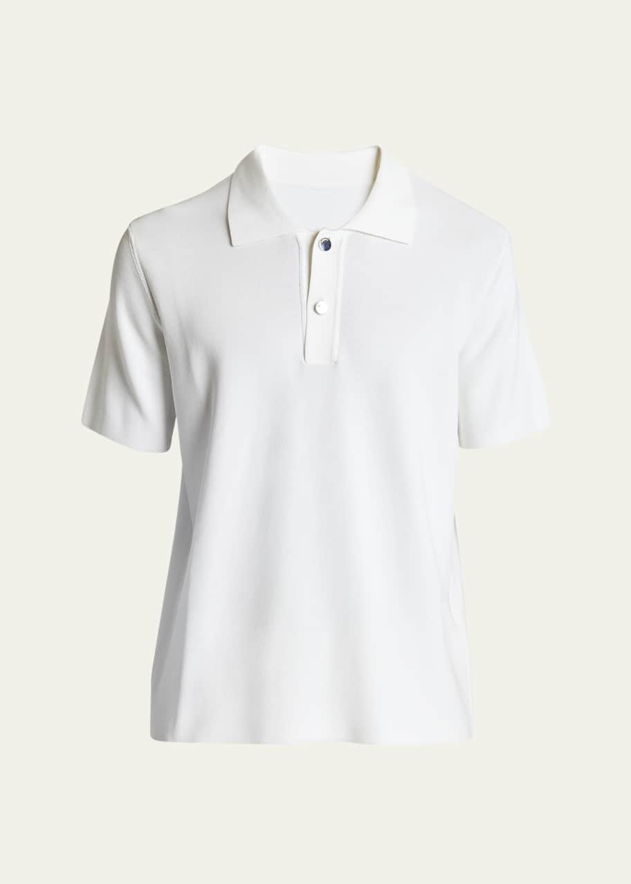 Image 1 of 1: Men's Mesh Knit Polo Shirt