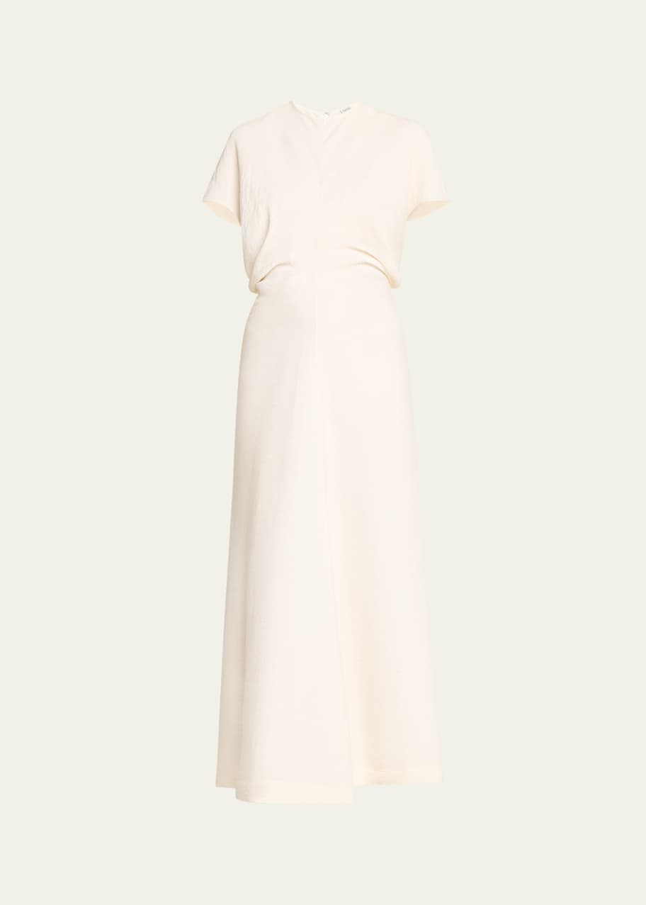 toteme white crinkled midi dress TOTEME Crinkle Texture Knit Maxi Dress in White
