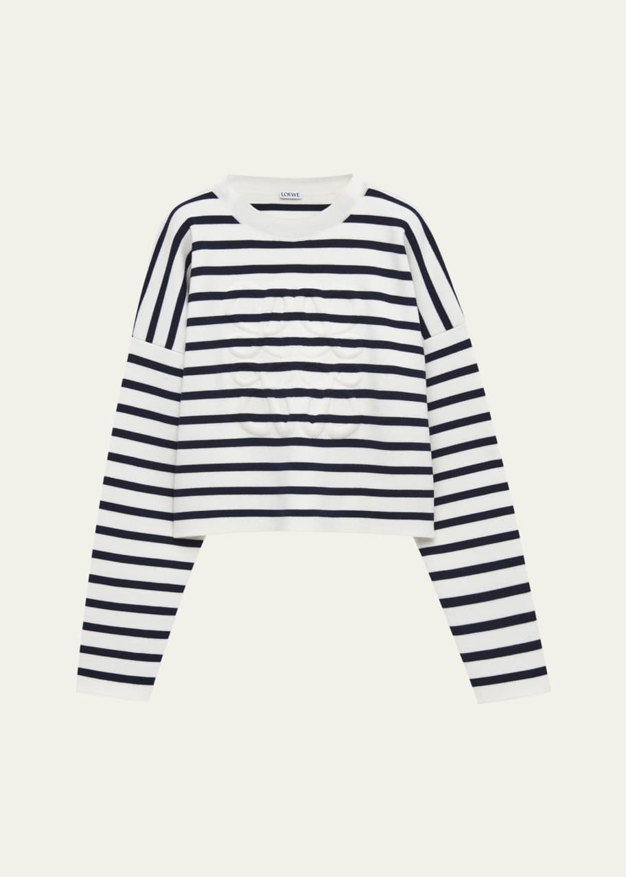 Loewe Striped Wool-Blend Sweater with Anagram Detail - Bergdorf