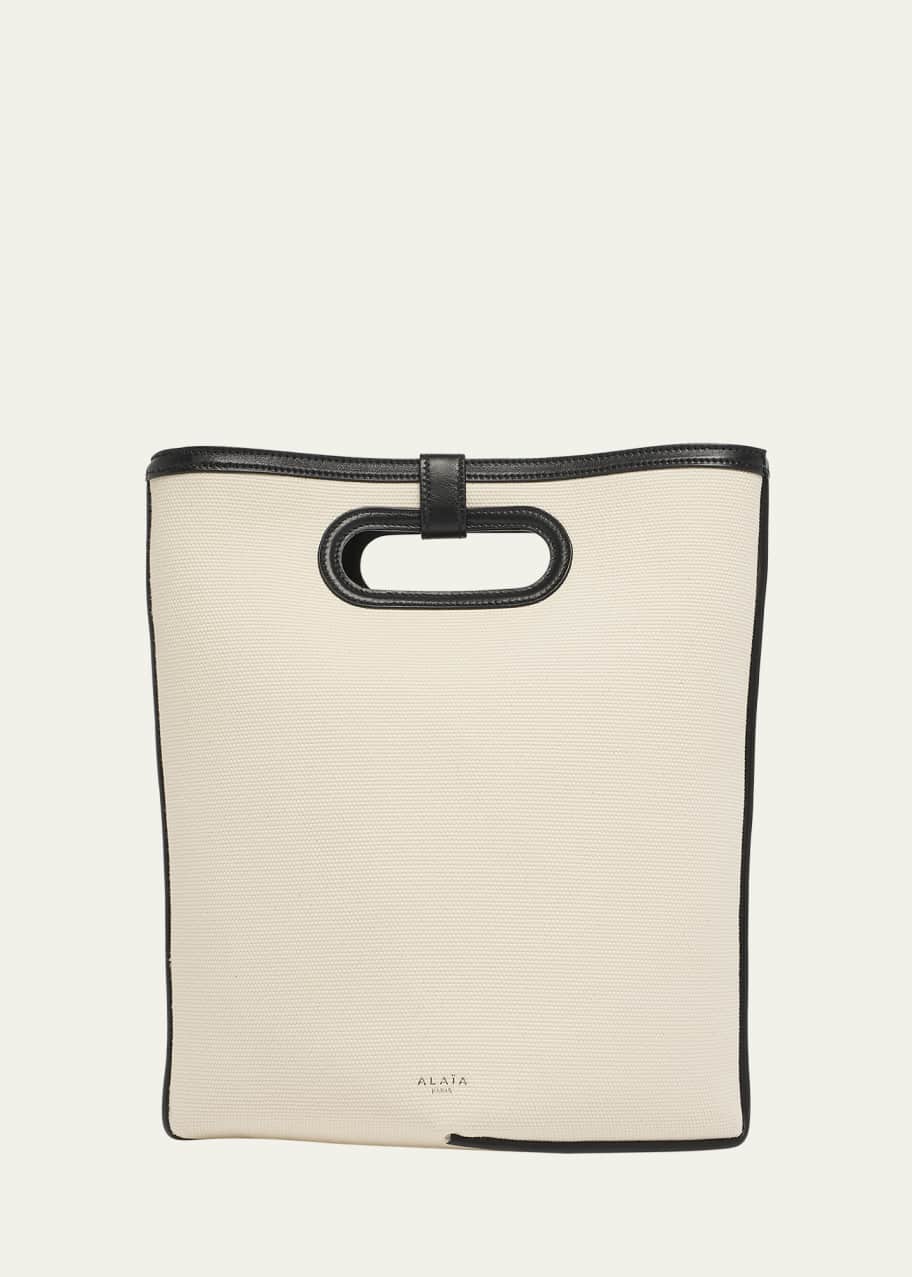 Image 1 of 1: Folded Tote Bag in Canvas and Leather