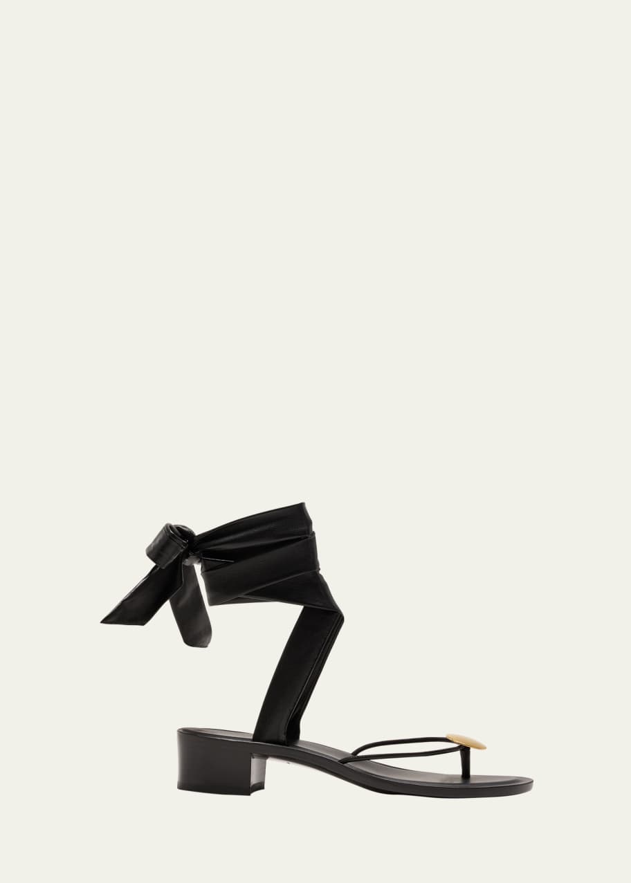 THE ROW Cord Nappa Leather Heeled Thong Sandals - Bergdorf