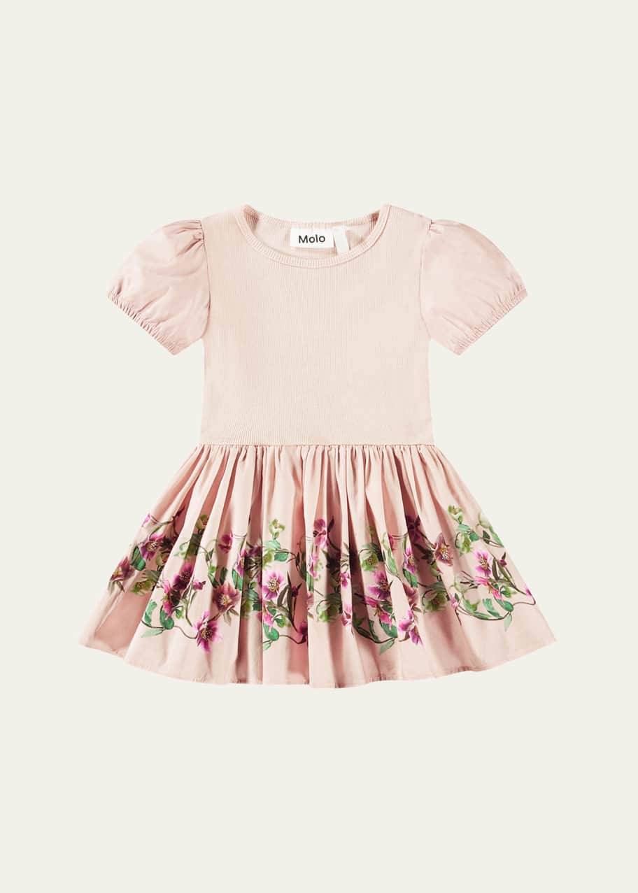 Image 1 of 1: Girl's Caitlin Puff Sleeve Ribbed Dress, Size 6M-2