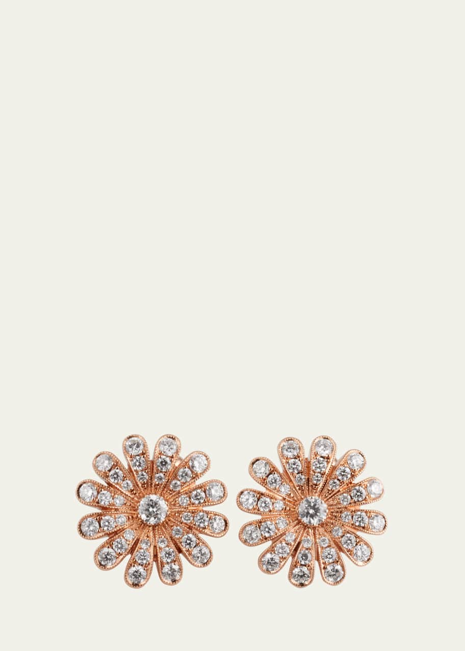 Image 1 of 1: 18K Rose Gold Daisy Earrings with Diamonds