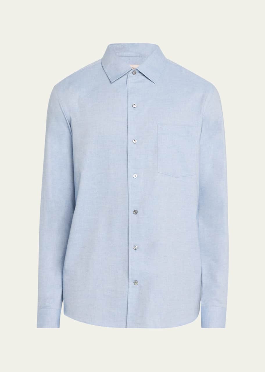 Image 1 of 1: Men's Cotton and Cashmere Twill Pocket Sport Shirt