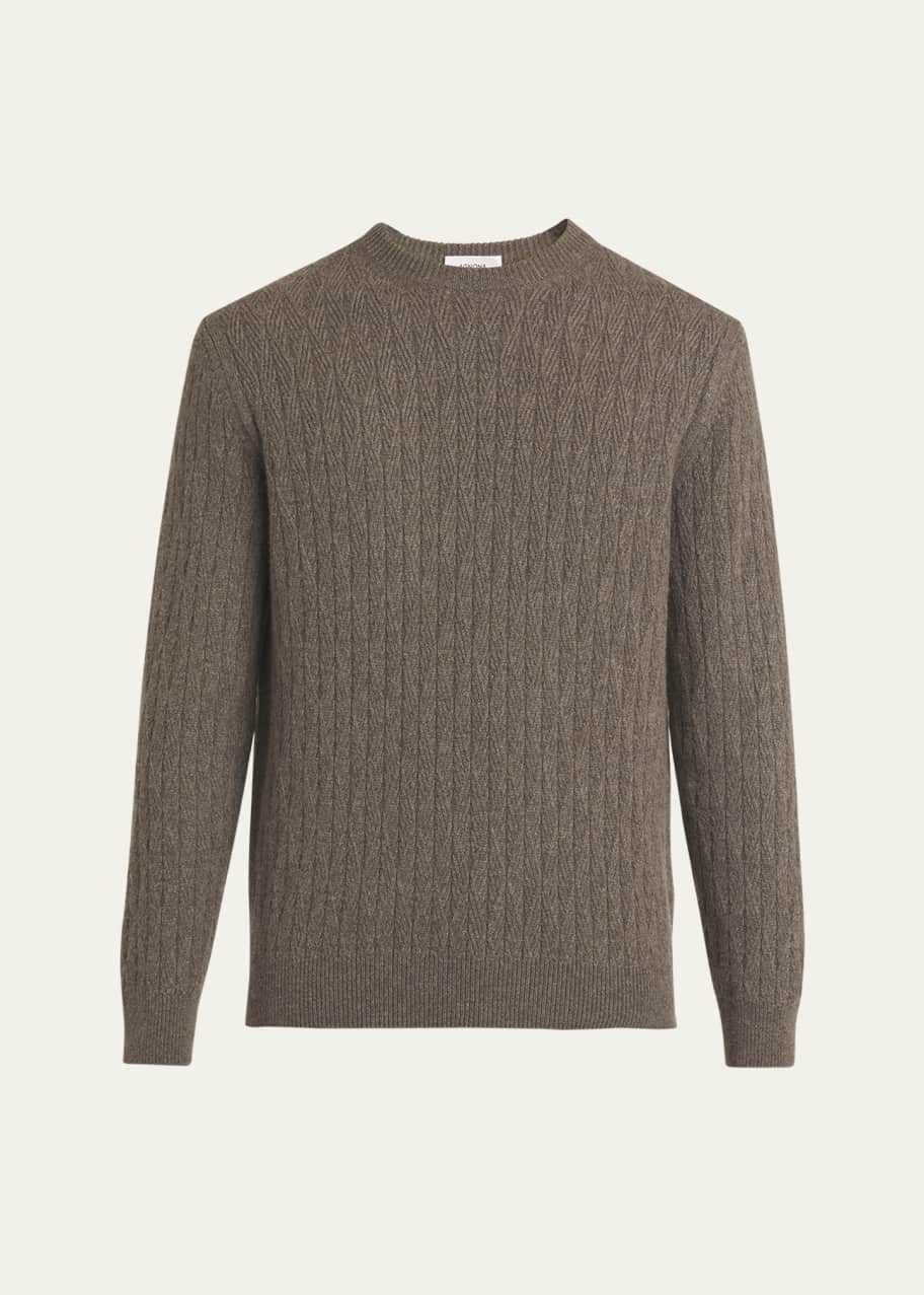 Image 1 of 1: Men's Cable Ribbed Cashmere Sweater