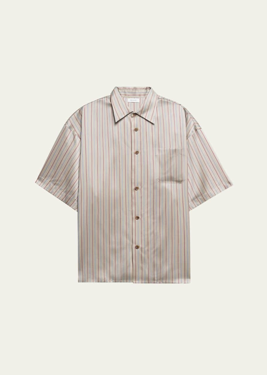 Image 1 of 1: Men's Brushed Silk Button-Down Shirt