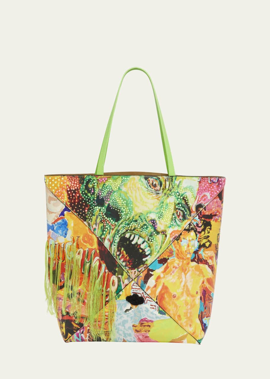 Image 1 of 1: Men's Puzzle Fold Large Leather Tote Bag