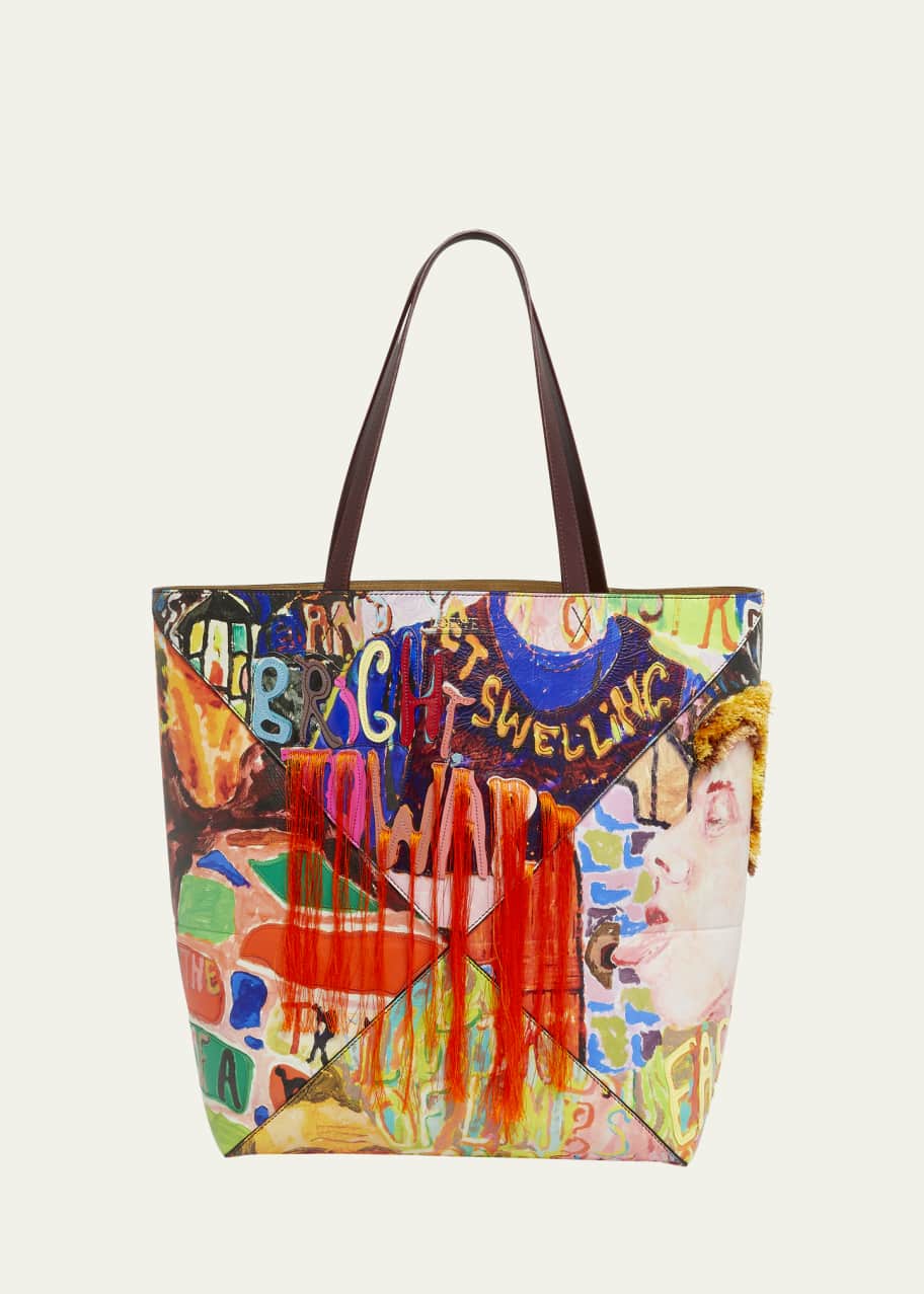 Image 1 of 1: Men's Puzzle Fold Large Leather Tote Bag