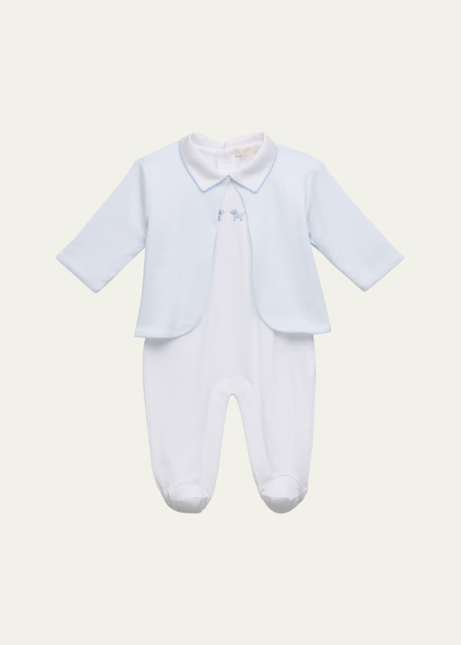 Image 1 of 1: Boy's Premier Puppies Footie W/ Jacket Set, Size Newborn-6M
