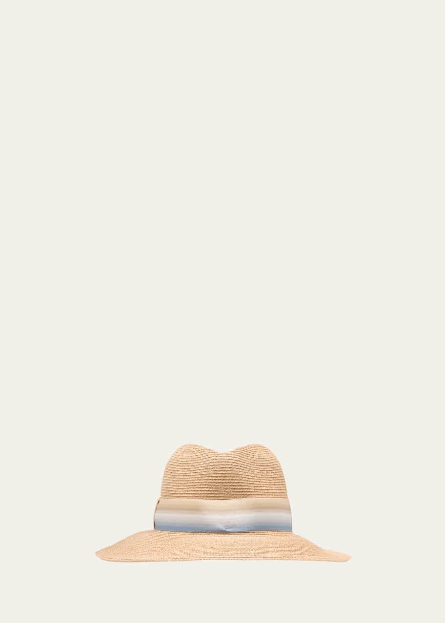 Image 1 of 1: Courtney Hemp Fedora With Striped Band