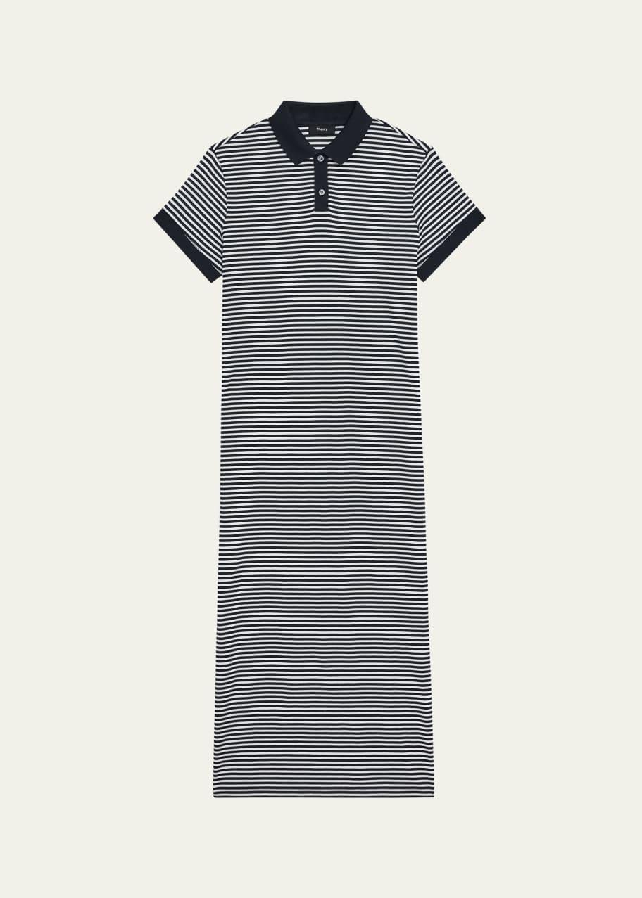 Theory Striped Polo Short-Sleeve Midi T-Shirt Dress - Bergdorf Goodman