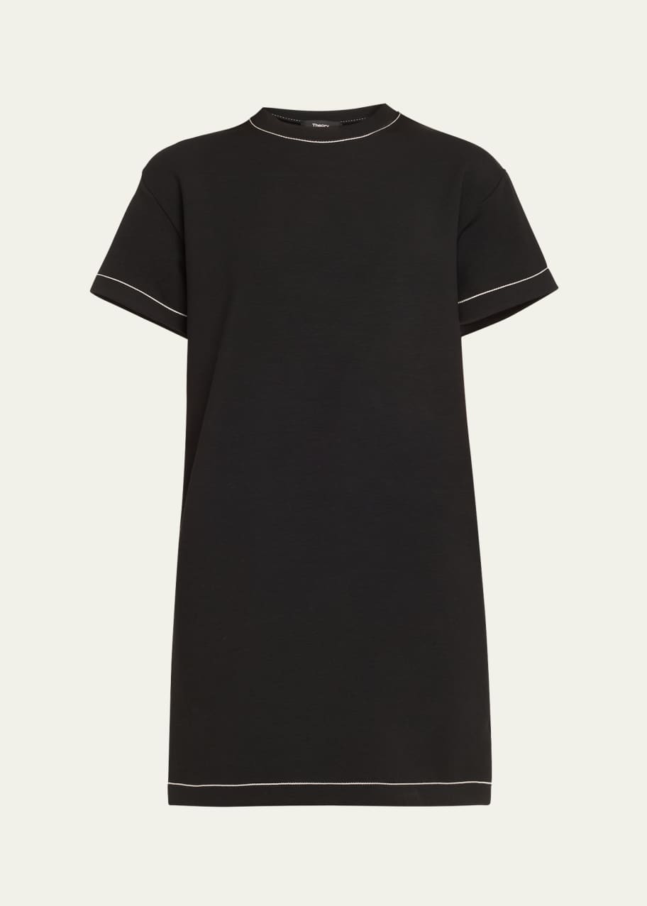Theory Contrast Stitch Short-Sleeve Mini T-Shirt Dress - Bergdorf Goodman