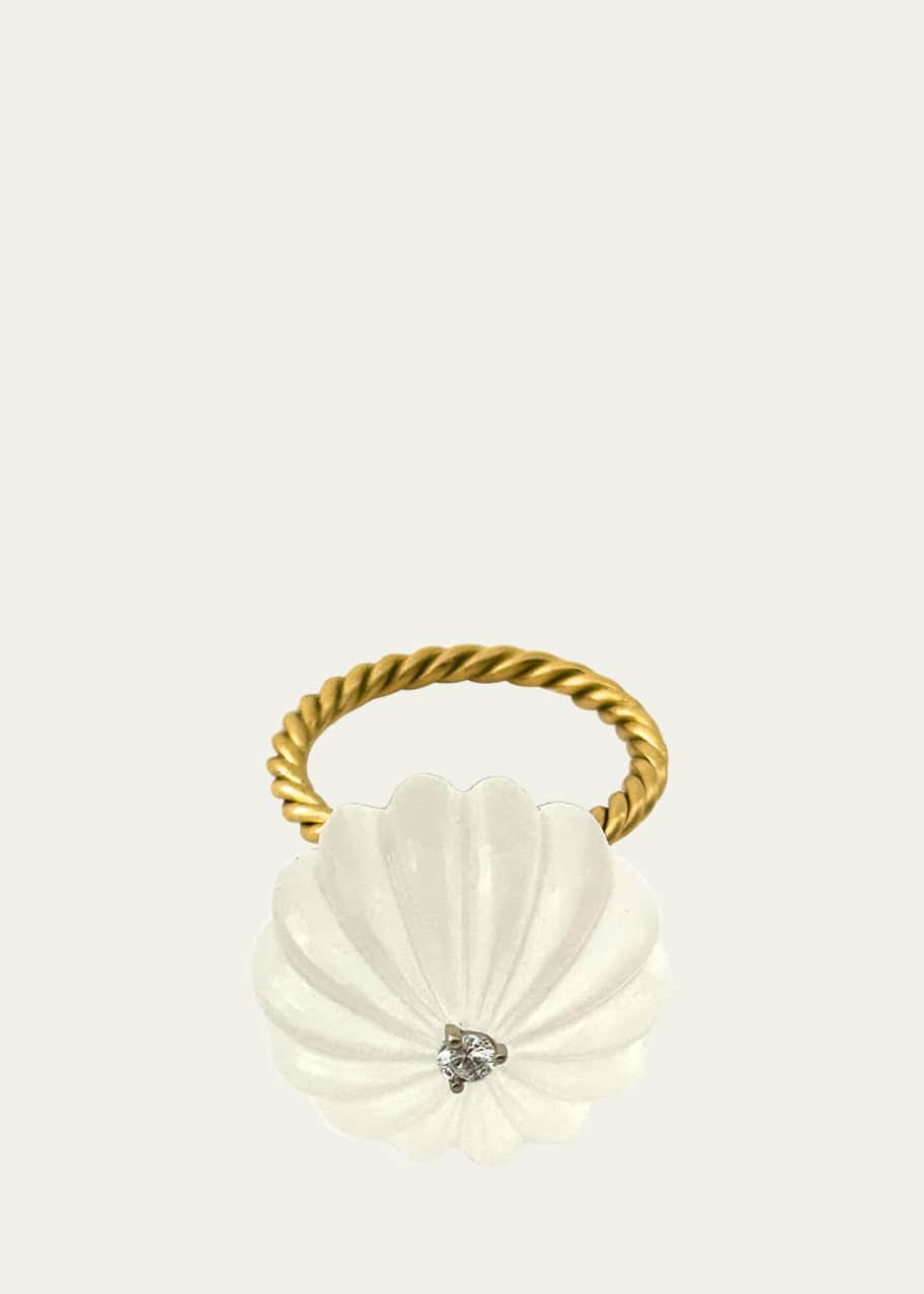 Image 1 of 1: Moon Quartz Diamond Ring, Size 7