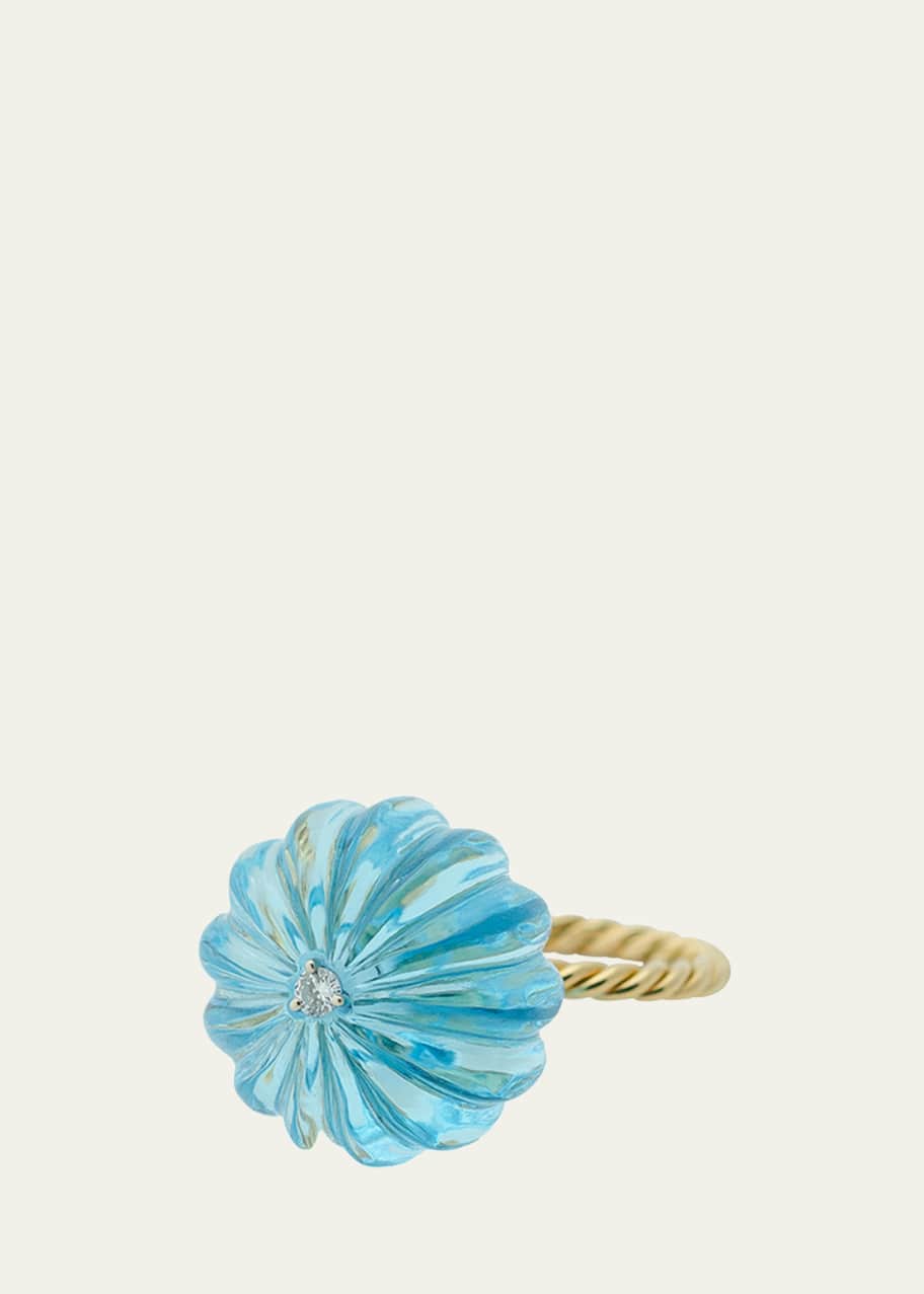Image 1 of 1: Uranus Blue Topaz Diamond Ring, Size 7