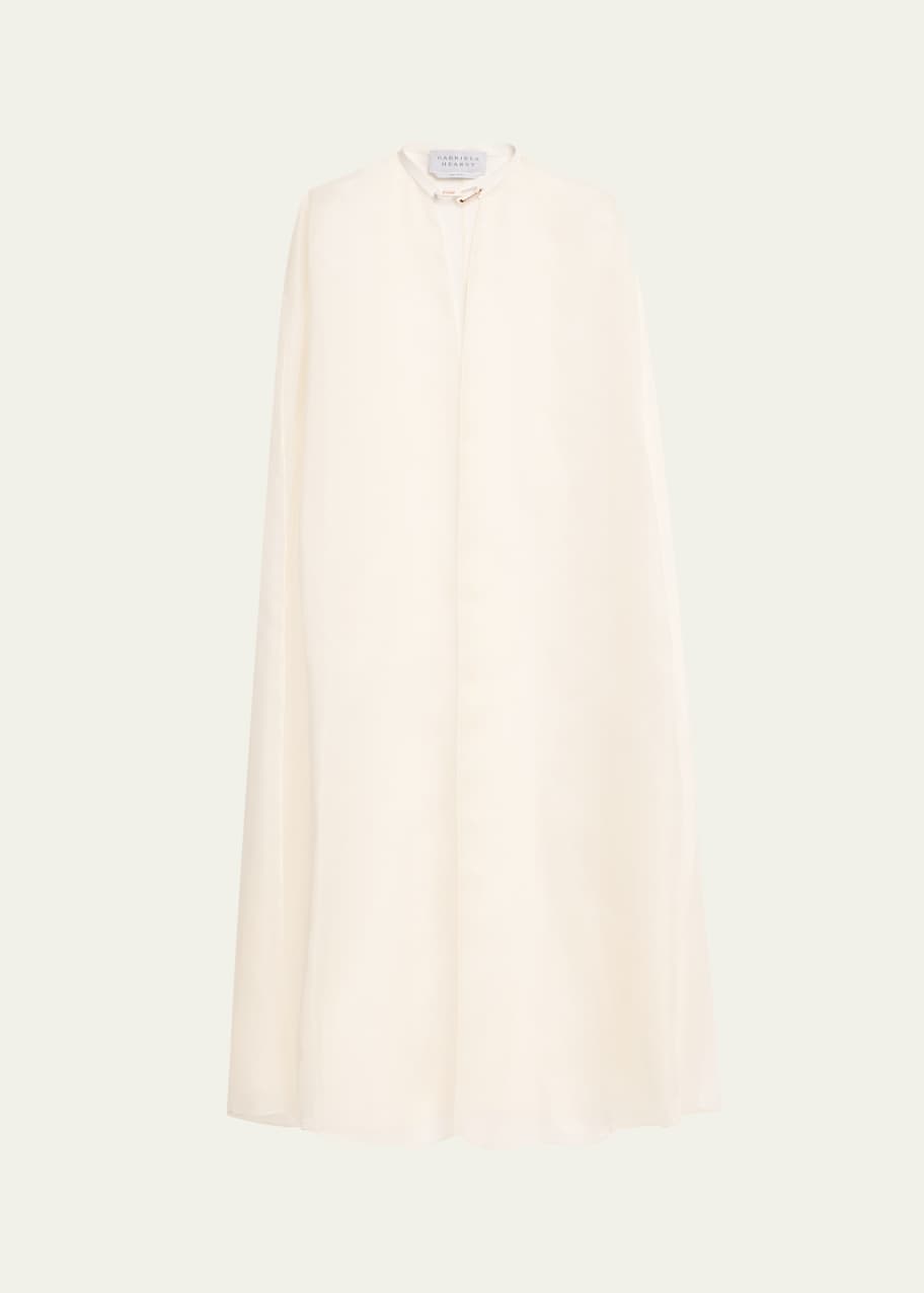 Image 1 of 1: Rowena Silk Cape with Chain Detail