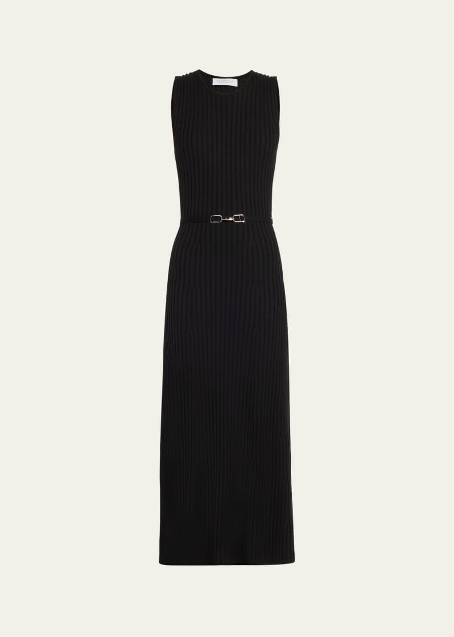 Image 1 of 1: Meier Cashmere-Blend Ribbed Knit Maxi Dress with Belt