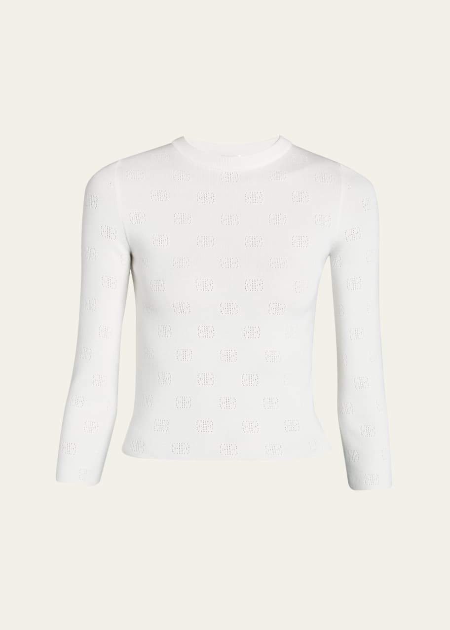 Logo Open-Knit Cropped Sweater
