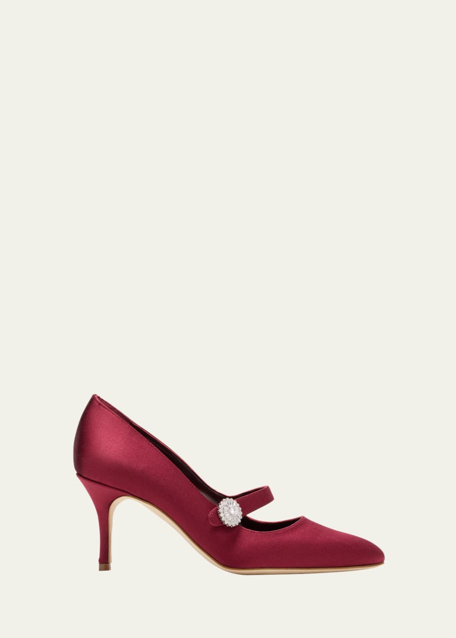 Image 1 of 1: Satin Crystal Mary Jane Pumps